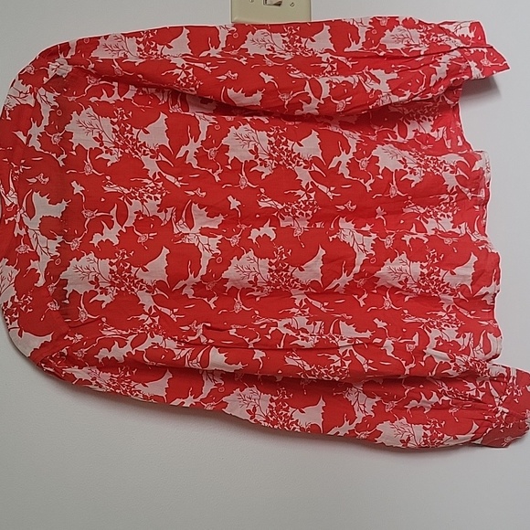 Red And White Pin Tuck Bodice Ramie Summer Tunic NWOT Sz L - Picture 8 of 10